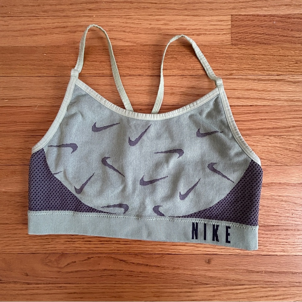 Nike Olive and Purple Girl’s Sports Bra Sz L
